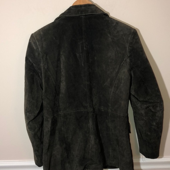 Caslon Brown Suede Leather Button Up Coat M - Picture 6 of 7